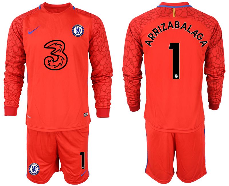 Men 2020-2021 club Chelsea red goalkeeper long sleeve #1 Soccer Jerseys1